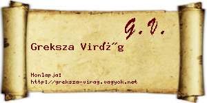 Greksza Virág névjegykártya