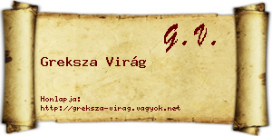 Greksza Virág névjegykártya